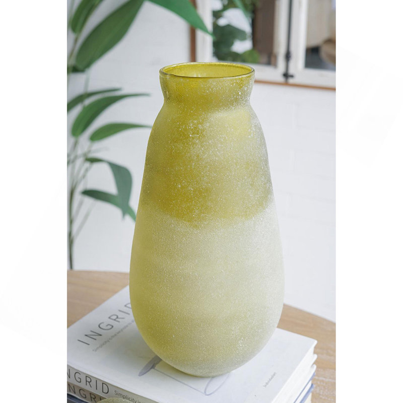 Vase en verre D6.5x12.5 ", vert