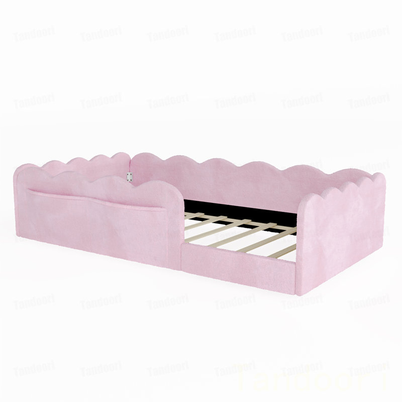 Lit simple tapissier sur pied, Pink