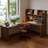 Nut-brown L-Shaped Solid Wood writing desk-118509563-118509566