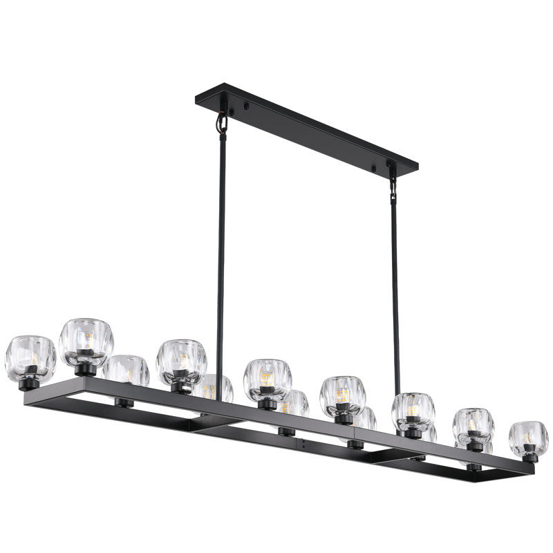 14 - Light 72'' W Dimmable Kitchen Island Rectangle Chandelier, Matte Black
