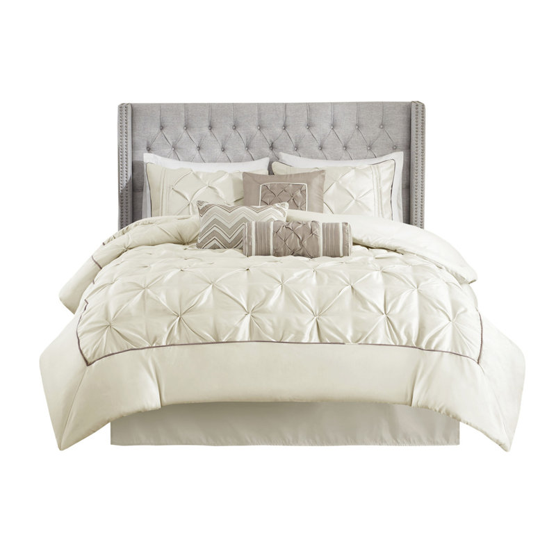 Édredon 7 pièces pour très grand lit, 3 coussins décoratifs