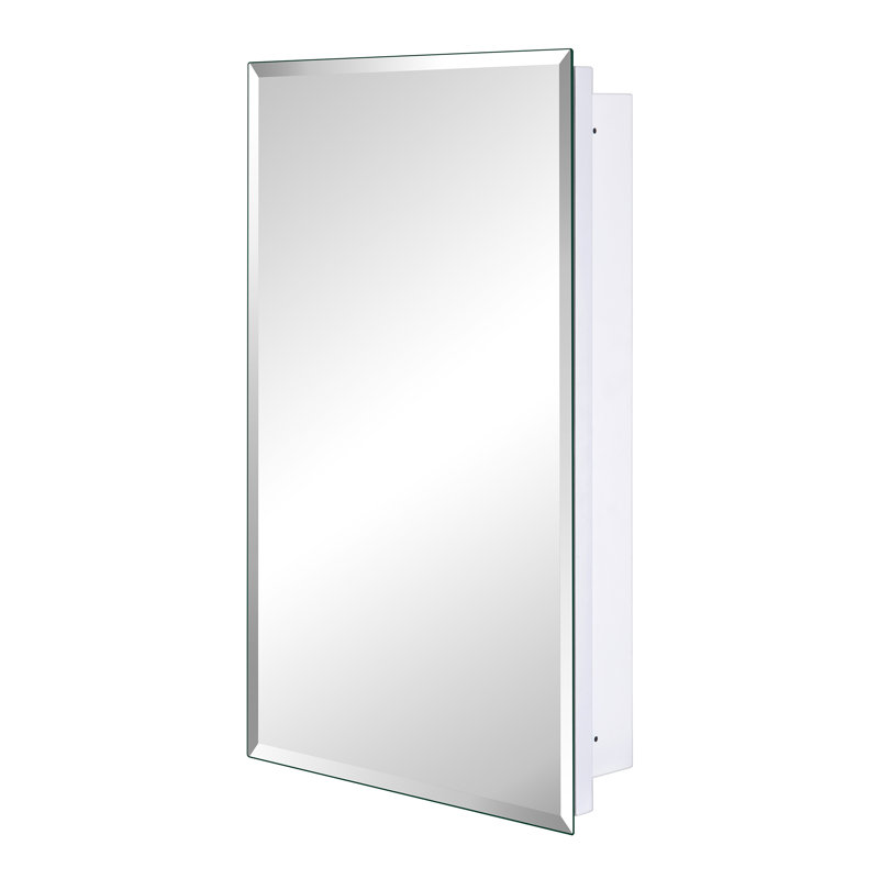 Ebern Designs Chouhan, miroir biseauté et tablettes réglables pour la salle de bain, encastrées ou en surface., Blanc