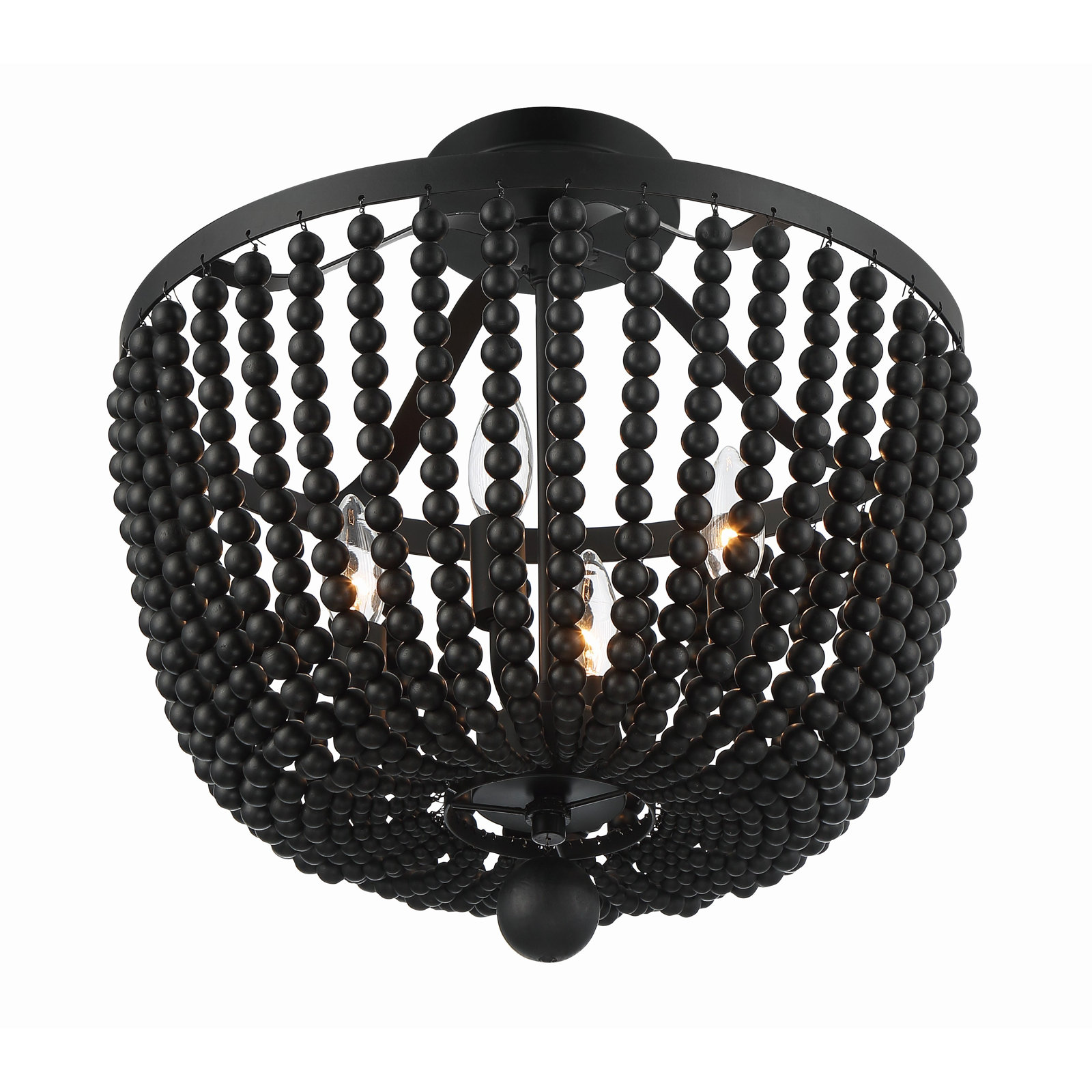 Conway 4-Light Wrought Iron Semi Flush Mount, Matte Black