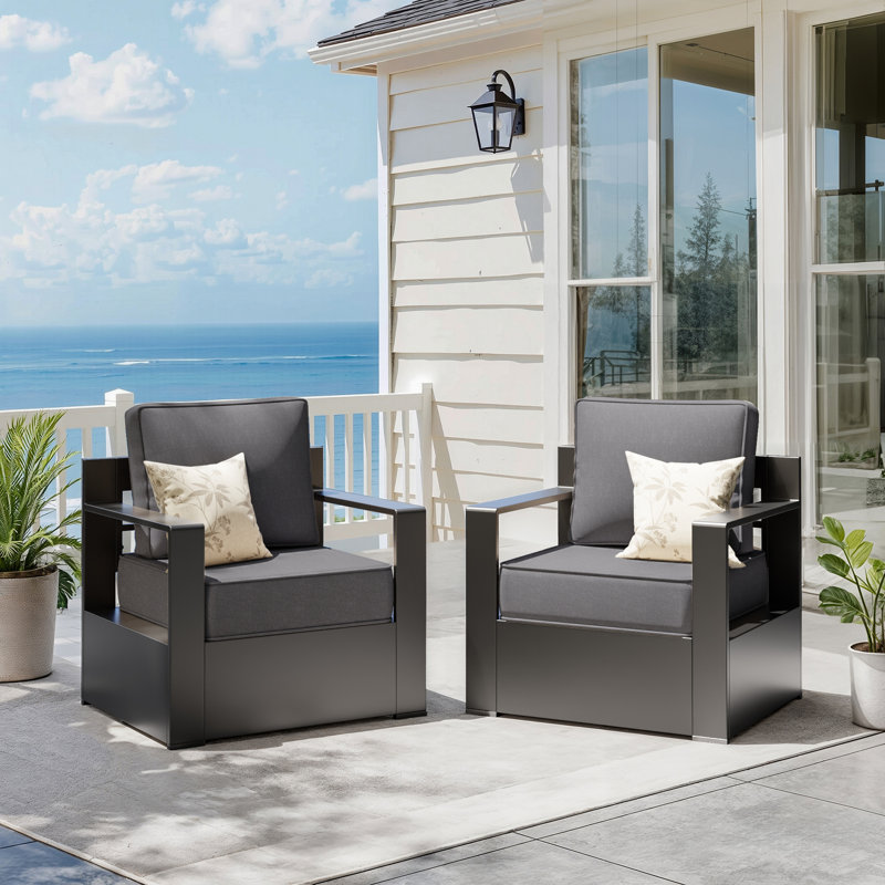 Patio Chair with Cushions, Gray