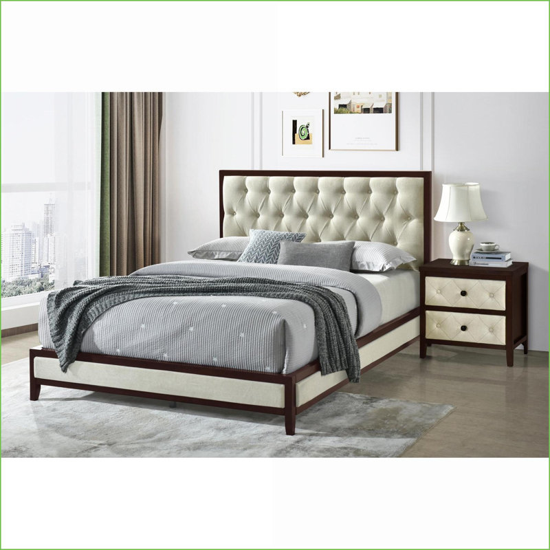Table de chevet moderne avec 2 tiroirs de rangement Modern Cherry Espresso