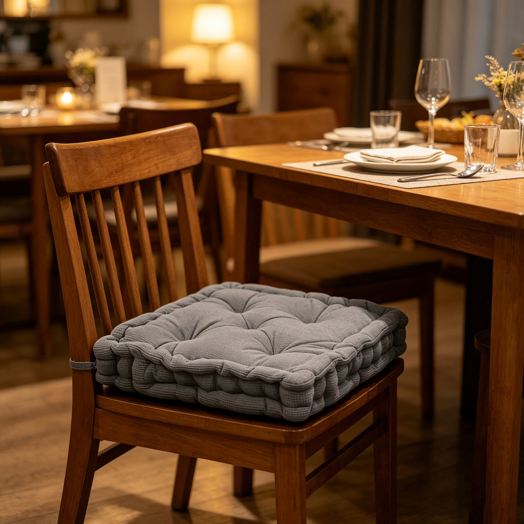2-Pack Thick Quilted Square Seat Cushions, Soft Plush Corduroy Chair Pads with Tufted Design, Non-Slip Floor Pillows for Dining Chairs, Kitchen, Offic