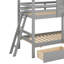 Lit superposé simple au-dessus de simple avec 2 tiroirs, 1 boîte de rangement, 1 tablette, fenêtre et toit-1080576244