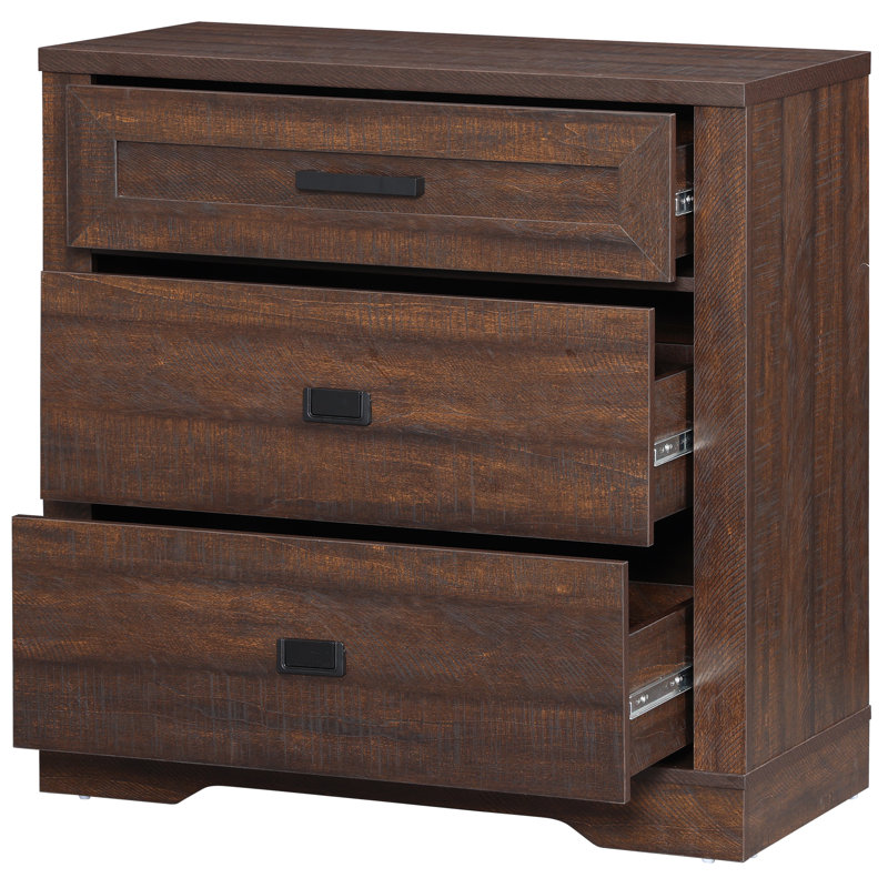 Commode Mid-Century à 3 tiroirs Laziza , Brun