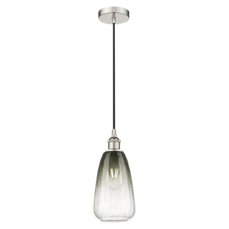 Edison - Brookhaven Almond - Mini-luminaire suspendu à cordon 1 lumière 6 po, Ardoise, Nickel poli