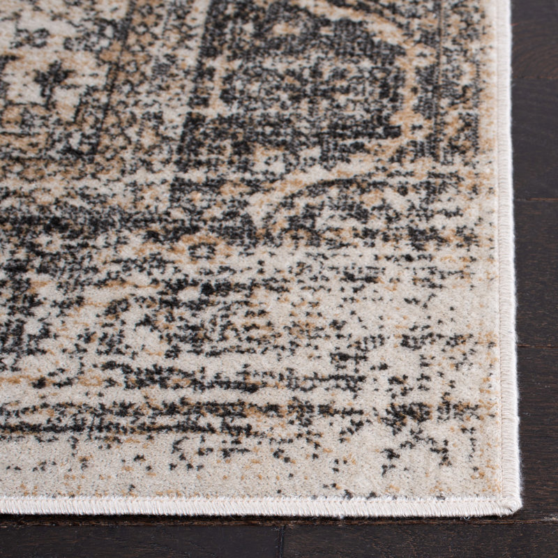 Oriental Grey/Ivory Area Rug, Rectangle 3'3" x 5'3"