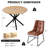 5-Piece Modern Round Dining Set, 39" Natural Wood Pattern Table with 4 Brown Faux Leather Chairs-372936845-372936844