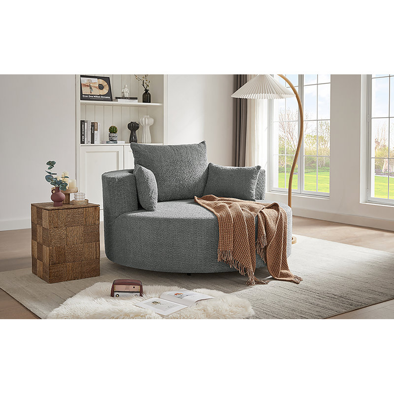 360° Swivel Chair Accent Barrel Chair Swivel Round Sofa Chair With 3 Removable Pillows For Living Room, Bedroom, Office And Hotel, Grey