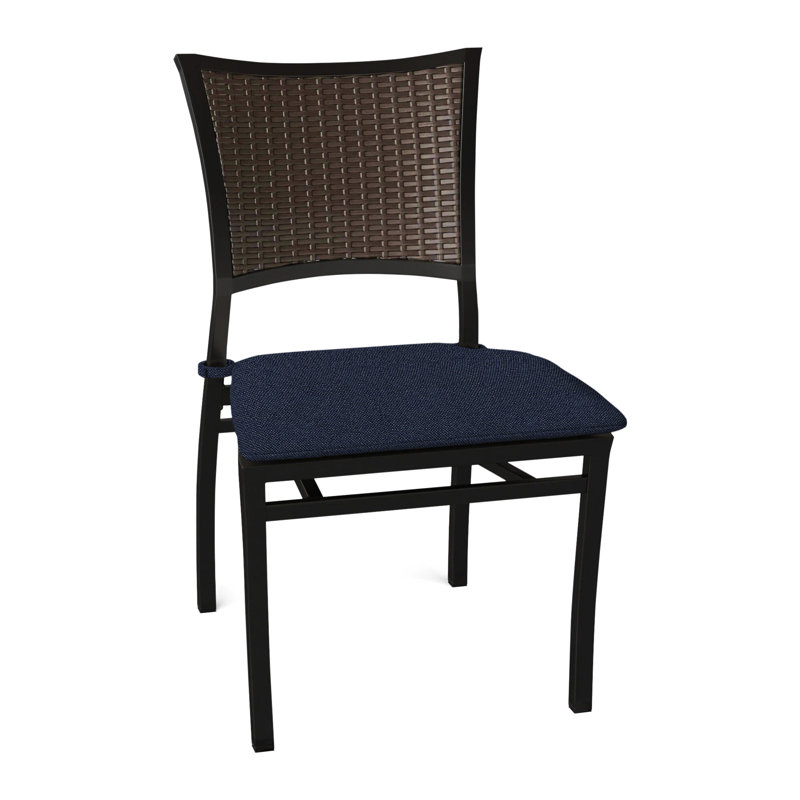 Aire Patio Dining Side Chair with Cushions, No Welt, Intermix Indigo