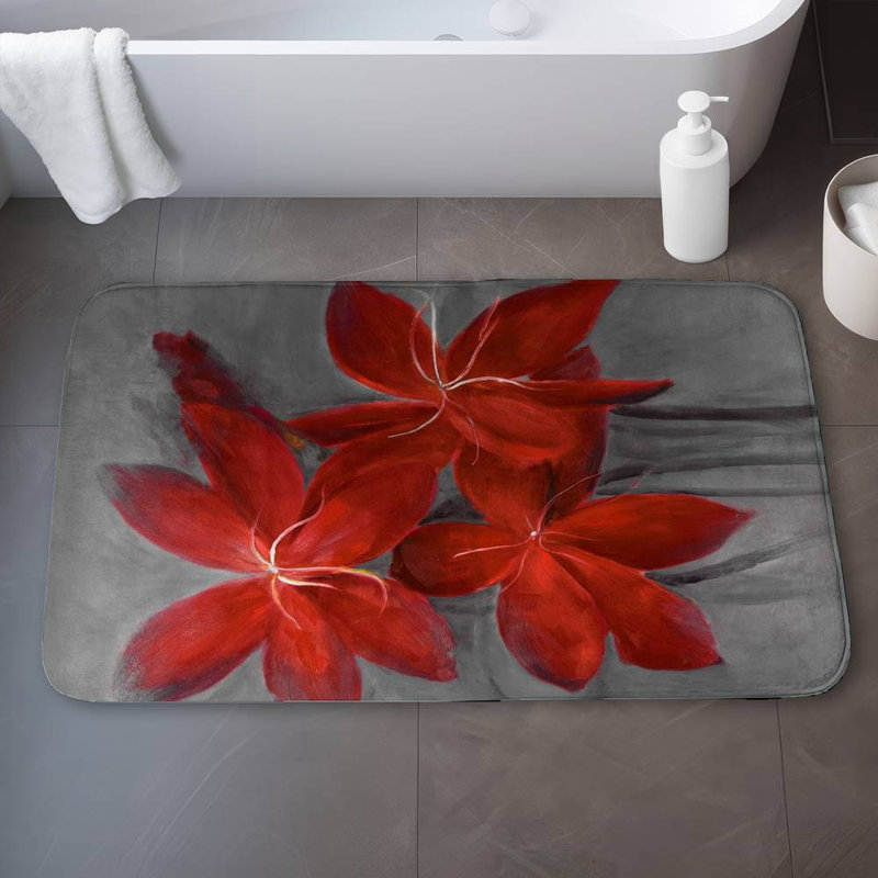 Asiatic lily Bath Mat with Non-Slip Backing - Quick Dry Memory Foam Bathroom Rug - Absorbent - Modern Plush Spa-Style - Machine Washable