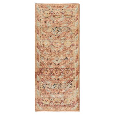 Homage Wool Oriental Area Rug in Orange/Red/Blue