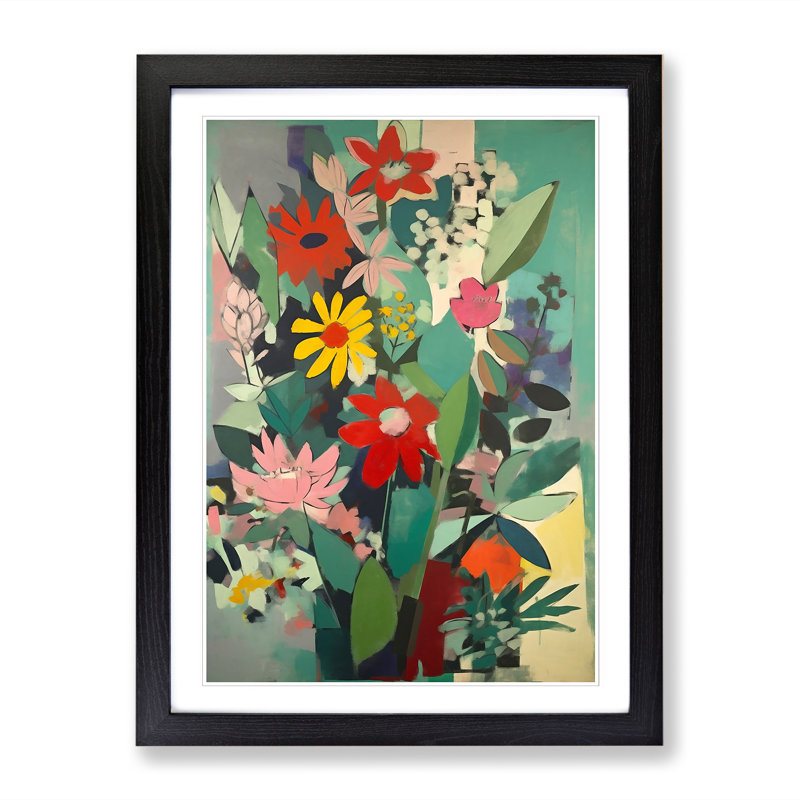 FRM-V0523-852X Flowers Bauhaus Design Vol.3 1 Piece Single Picture Frame Wall Art, 34cm H x 25cm W x 2cm D, Black Framed