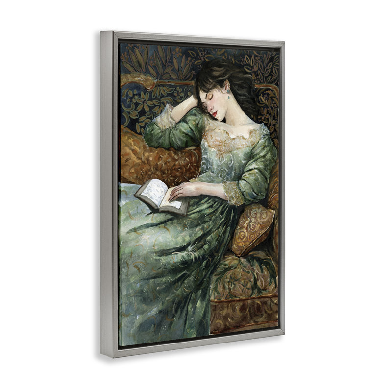«Woman in Ornate Gown», toile flottante encadrée par Cloverfield & Co., H 31 po x l 21 po, Cadre flottant gris lustré