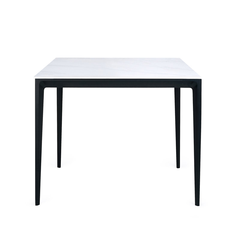Dagon Stone Top Metal Base Dining Table, H74 x L80 x W80cm, White Marble
