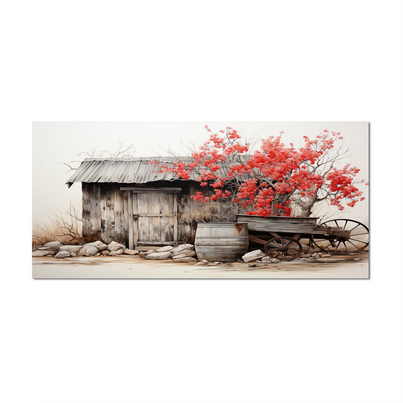 Grange rustique élégance II - art mural grange, Toile tendue, H 28 po x l 60 po x P 1,5 po