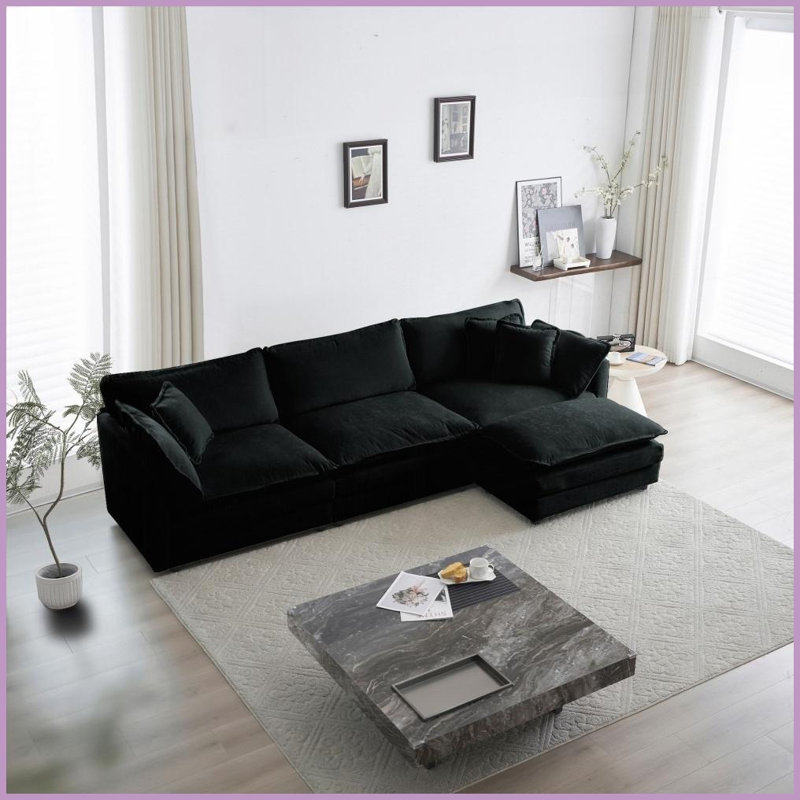 Confort moelleux: coussins en mousse épaisse et chenille douce pour la détente., Noir