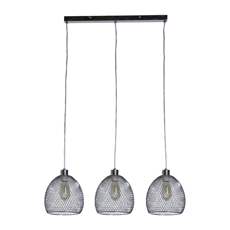 Blunt 3 - Light Kitchen Island Pendant, Brushed Chrome