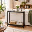 31.5" Bamboo and Wood Console Table with Rattan and Glass Accents, Narrow Entryway Table, Walnut