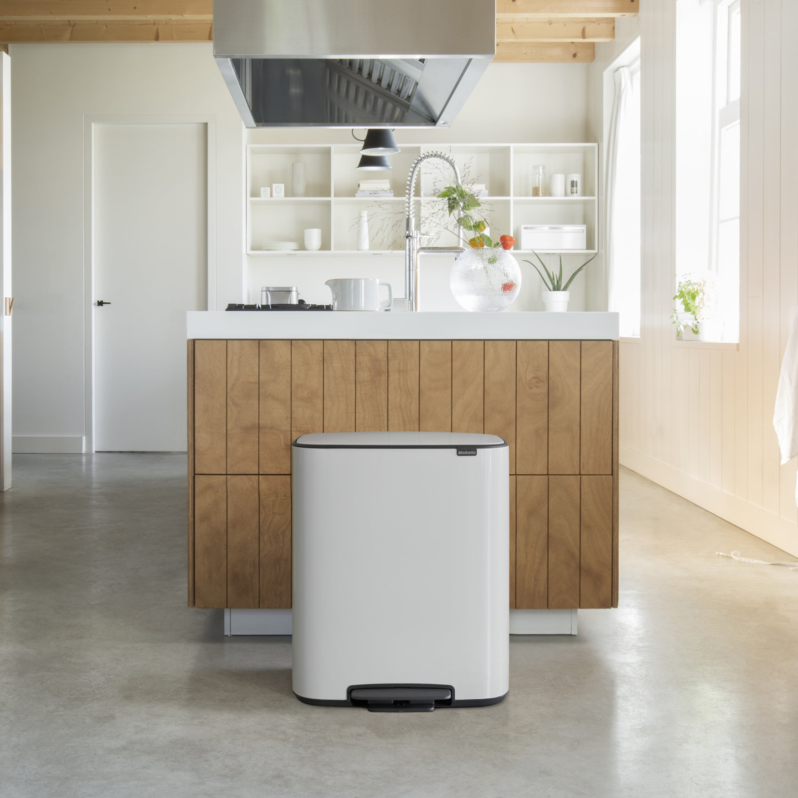 Brabantia Bo Step Dual Recycling Can, White