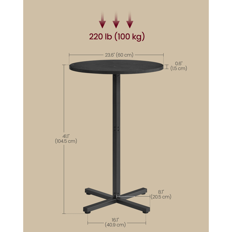 Round Metal Base Dining Table, Ebony Black