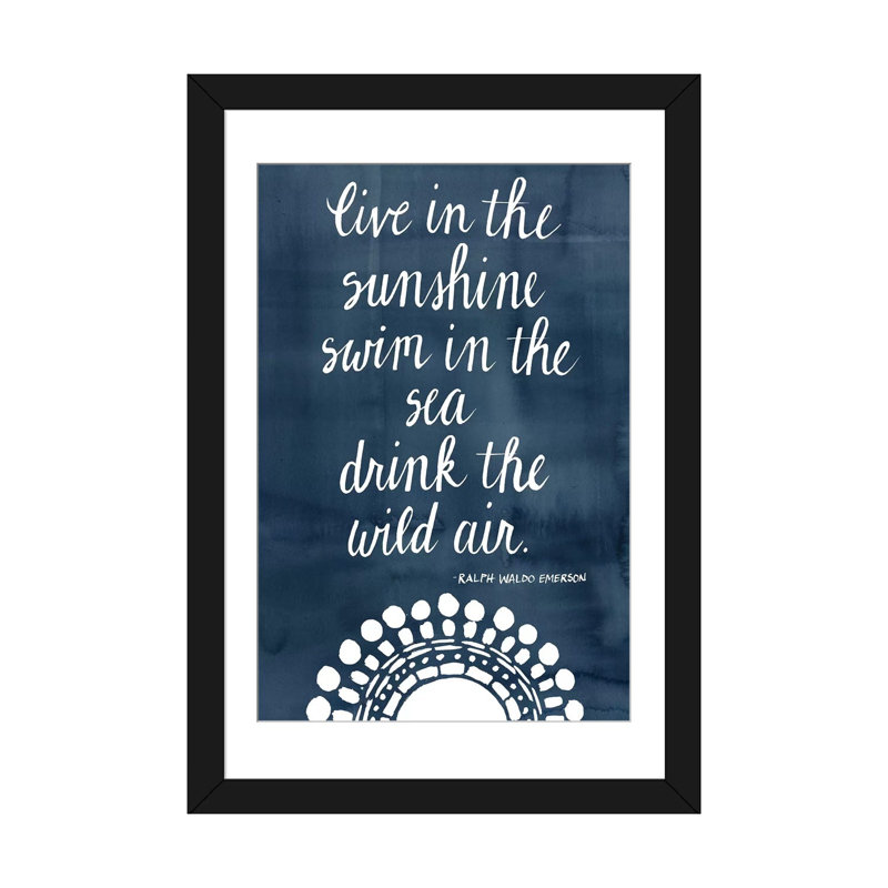 « sun quote i », art textuel sur toile, H 32 po x l 24 po x P 1 po, Papier d'art encadré noir, Blanc