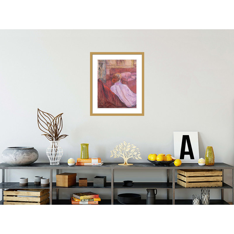«Woman Sat on a Red Cettee» par Henri de Toulouse-Lautrec - Impression sur toile, H 27,7 po x l 23,5 po