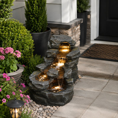 Dorien Hand Crafted Weather Resistant Floor Fountain with Light