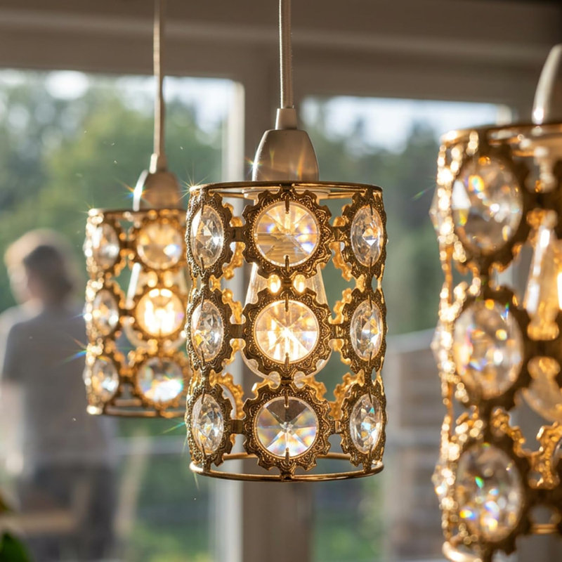 Crystal Lamp Shade in French Gold, 9cm, French Gold