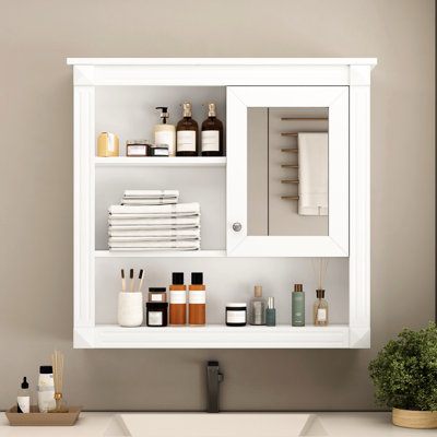 Armoire murale de salle de bain à miroir 32 po, 4 tablettes de rangement, rangement indispensable avec tablettes, peu encombrant