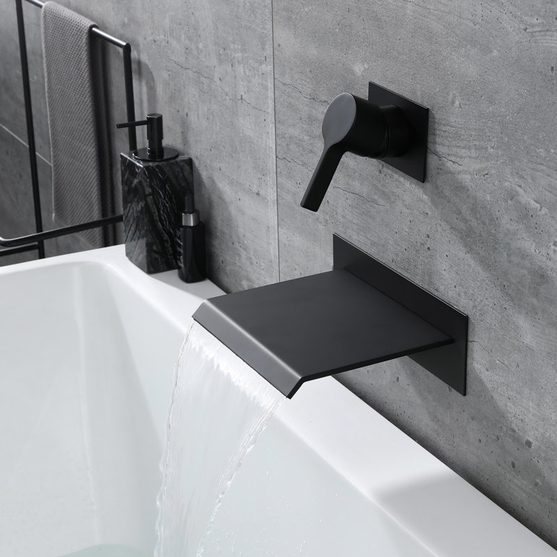 1 Handle Bathroom Waterfall Faucet, Matte Black