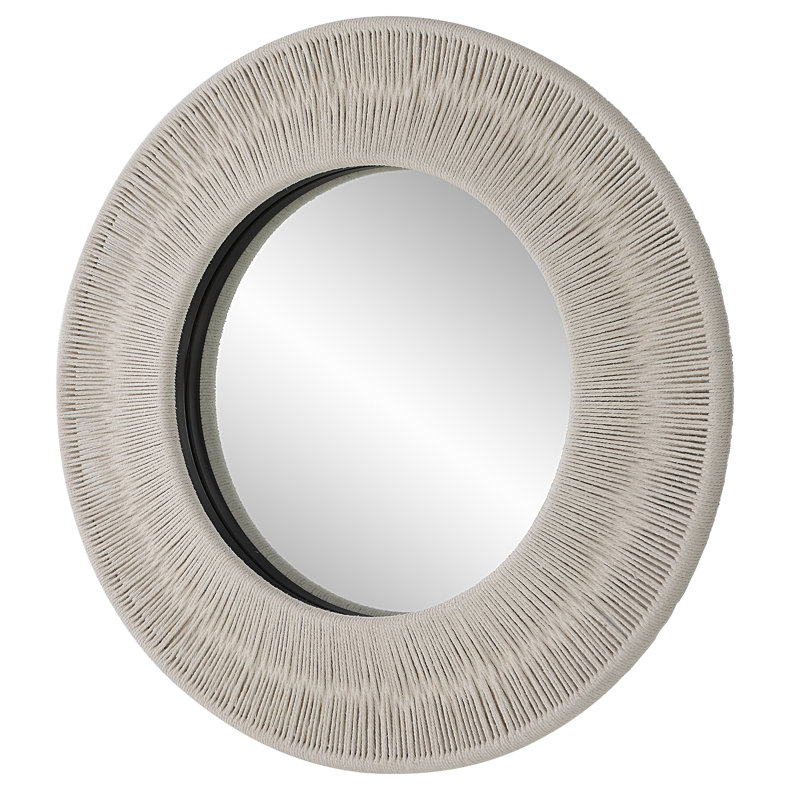 Miroir rond Carlen, 33 po x 33 po, Blanc