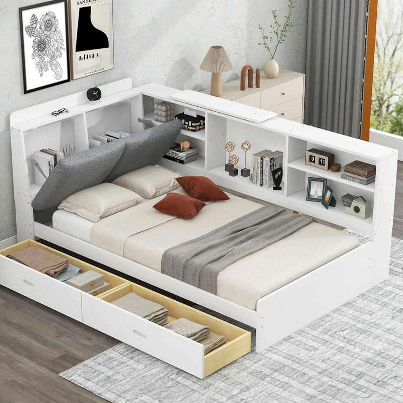 Nyaire Upholstered Storage Bed, White