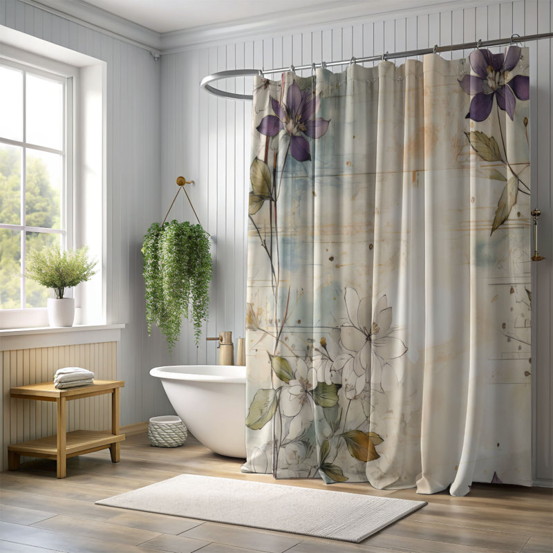 Papier vieilli - Rideau de douche Premium, H 74 po x l 71 po