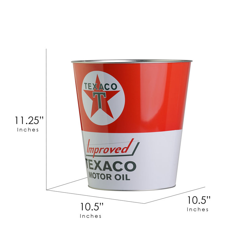 Texaco Red and White Metal Trash Bin - 2.25 Gallons