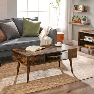 39.4 in. Black Modern Square Wood Coffee Table with Large Soft-Close Storage Drawer