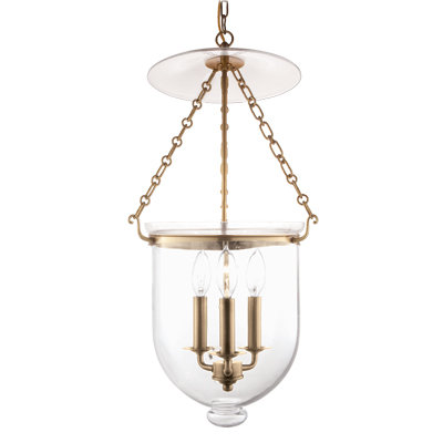 Hampton 3 - Light Pendant, Aged Brass, Plain