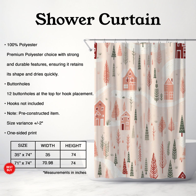Winter Town - Premium Shower Curtain, 74"H x 71"W