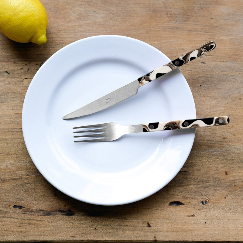 Bistrot Vintage Dune 4 - Piece Stainless Steel Flatware Set - Service for 1, Black