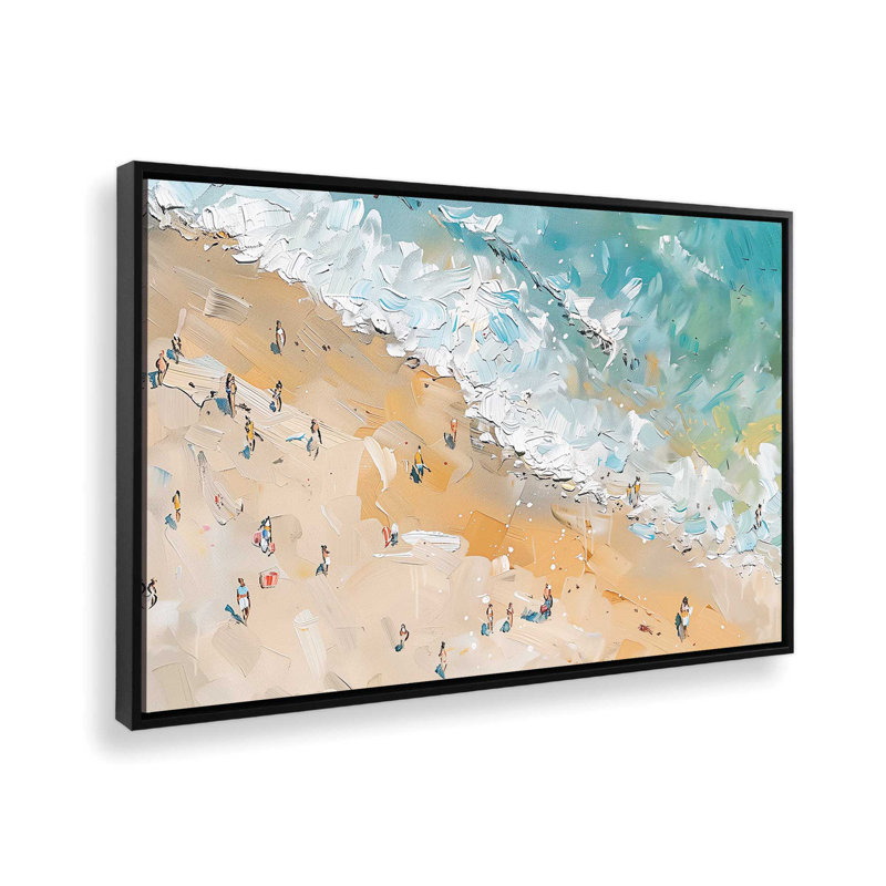 «Sandy Serenade on Canvas» par Azure Artisanal Studio, reproduction, Cadre flottant noir satiné