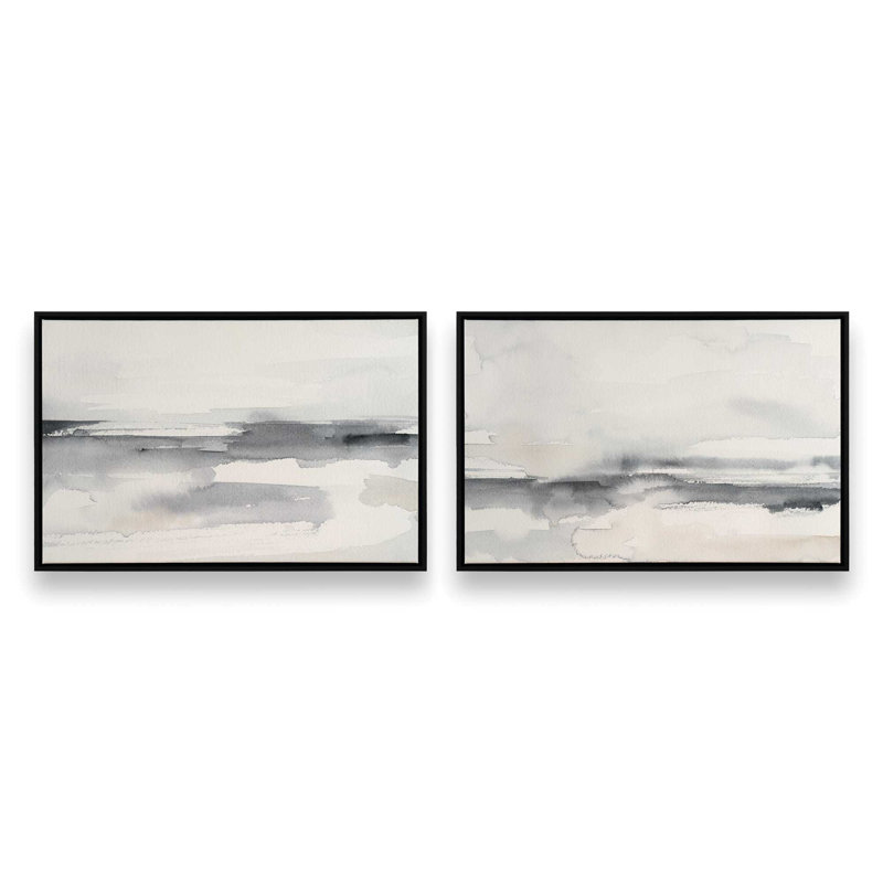 Ensemble de 2 marées intemporelles, H 13 po x l 38 po, Cadre flottant noir satiné