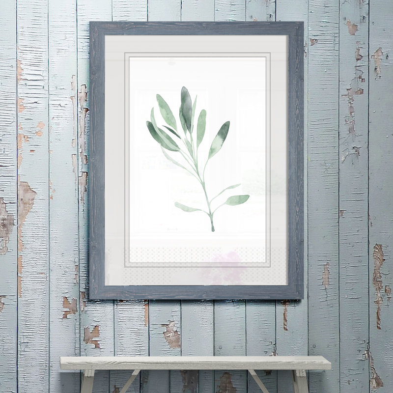 « simple sage ii »-cadre photo imprimé sur verre, H 32 po x l 44 po x 1,25 po, Encadré imprimé blanc
