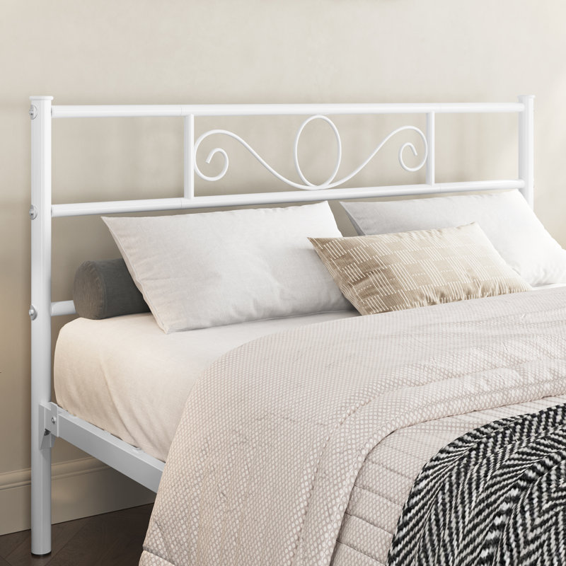 Metal Bed Frame with Headboard/Under-Bed Storage, Double (4'6), White