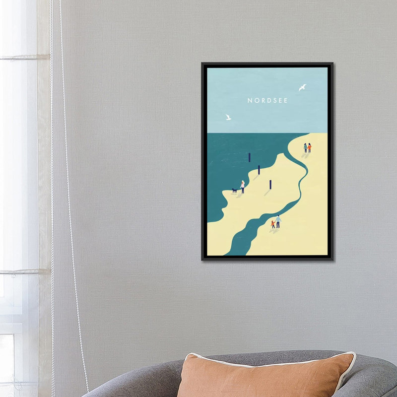 « nordsee », impression sur toile, H 26 po x l 18 po x P 1,5 po, Toile avec cadre noir, Pas de tapis