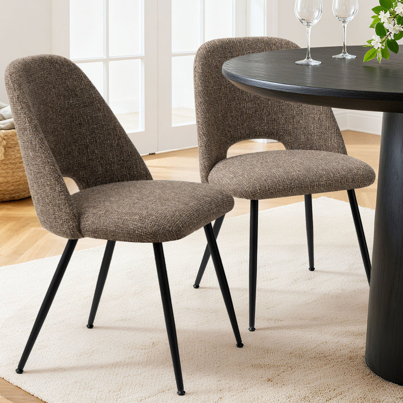 Tapscott Upholstered Fabric Side Chairs, Fabric Brown 