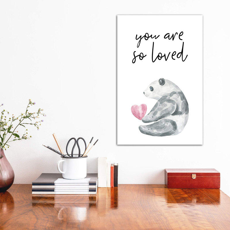 You Are So Loved Panda - impression d'art graphique, Toile tendue, Pas de tapis, H 18 po x l 12 po x 1,5 po