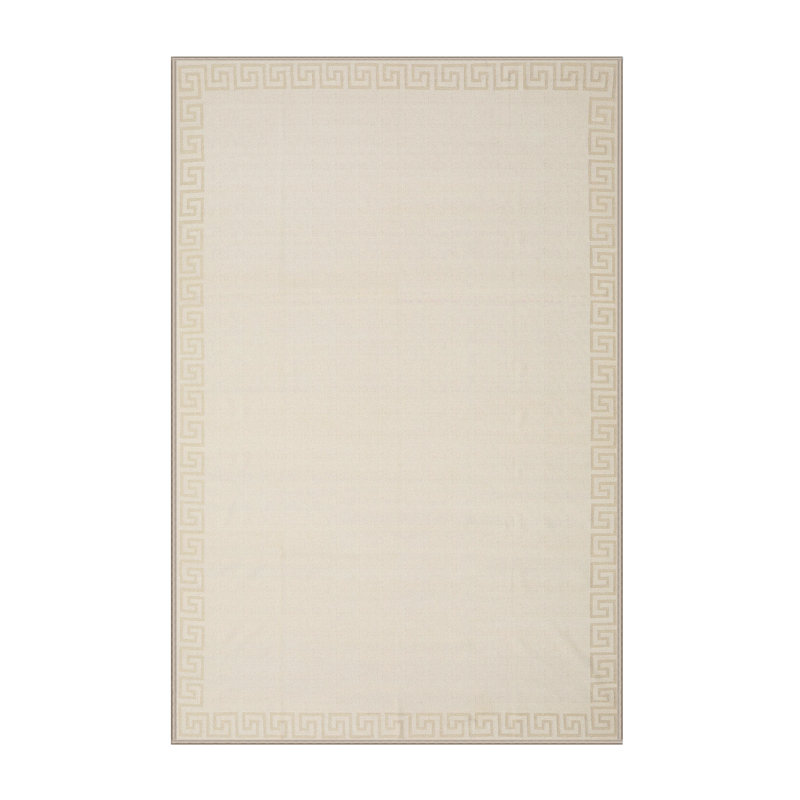 Tapis de zone crème contemporaine, Rectangle 5 pi x 7 pi